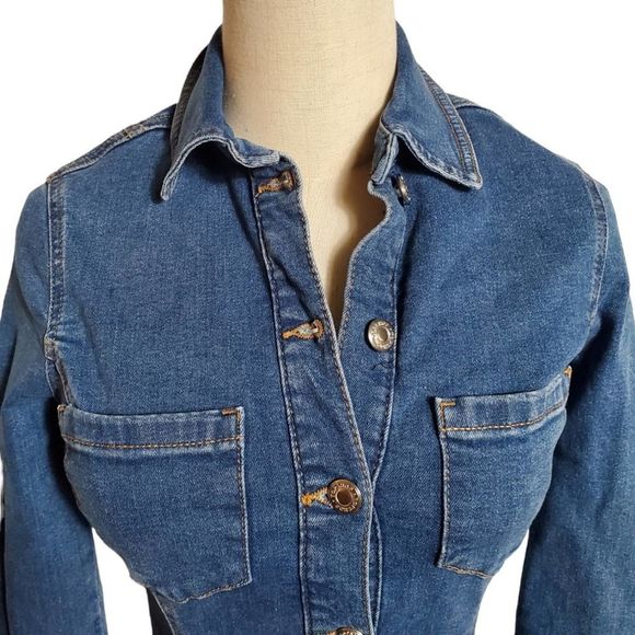 Topshop Denim Long Sleeve Dress - Picture 2 of 5